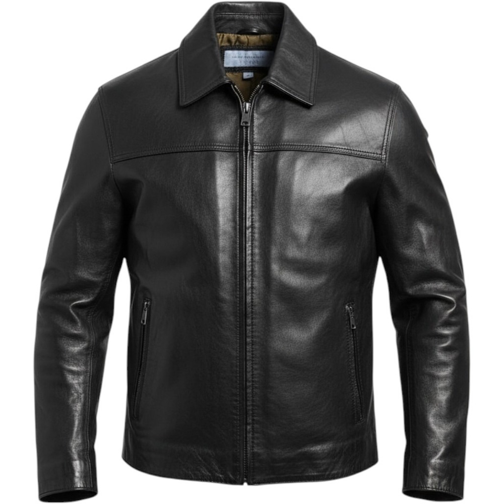 Marc New York Andrew Marc Mens Black Leather Zip Up Jacket Large